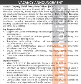 Himalayan Everest Insurance Announces Vacancy for Deputy CEO
