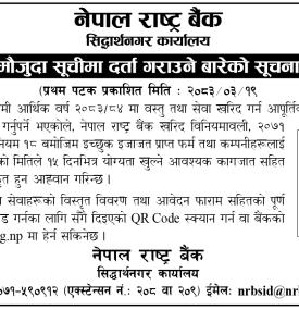 मौजुदा सूचीमा दर्ता गराउने बारेको नेपाल राष्ट्र बैंकको सूचना