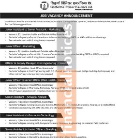 Siddhartha Premier Insurance Opens Multiple Job Vacancies Across Nepal
