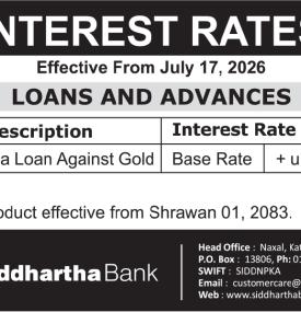 Siddhartha Bank Introduces Gold Loan Product Notice