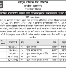Rastriya Banijya Bank Suspends Promotion and Internal Competition Recruitment Process