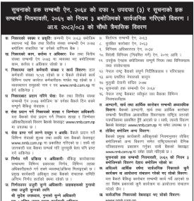 सूचनाको हक ऐनअनुसार सार्वजनिक गरियो आर्थिक वर्ष २०८२/८३ को चौथो त्रैमासिक विवरण