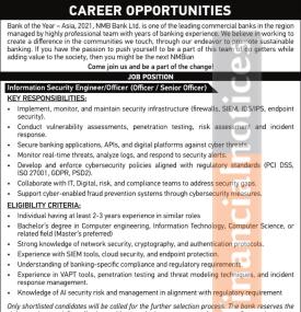 NMB Bank Opens Vacancy for Information Security Engineer/Officer, Applications Open Until August 5