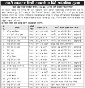 Prabhu Bank Invites Sealed Bids for Sale of Used Vehicles, Submission Open for 15 Days