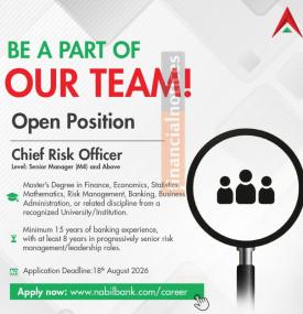 Nabil Bank Announces Vacancy for Chief Risk Officer, Applications Open Until August 18