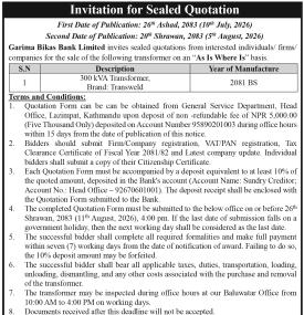 Invitation for Sealed Bid Quotation