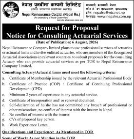 Request for Proposal Notice for Consulting Actuarial Services