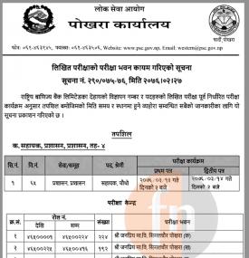 लिखित परिक्षाको लागि भवन कायम गरिएको सूचना