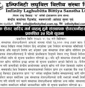 संस्थापक शेयर खरिद गर्न चाहनु हुने संस्थापक शेयरधनीहरूका लागि प्रकाशित ३५ दिने सूचना