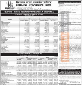हिमालयन लाइफको बीमाशुल्क १८ अर्ब ६९ करोड, नाफामा भने गिरावट - Q4 Report -