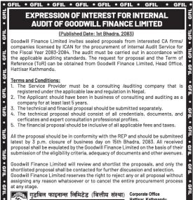 EXPRESSION OF INTEREST FOR INTERNAL AUDIT OF GOODWILL FINANCE LIMITED