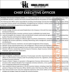 Himalayan Life Insurance Announces CEO Vacancy, Applications Open Until August 26
