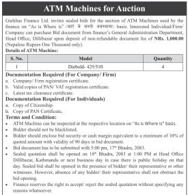ATM Machines for Auction