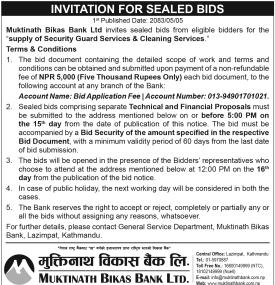 Invitation for Sealed Bids