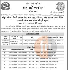लिखित परिक्षाको लागि भवन कायम गरिएको सूचना