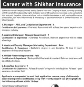 Shikhar Insurance मा कर्मचारी आवश्यकता