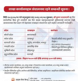 सन्चालन रहने शाखा कार्यालय सम्बन्धमा एभरेस्ट बैंकको सूचना 