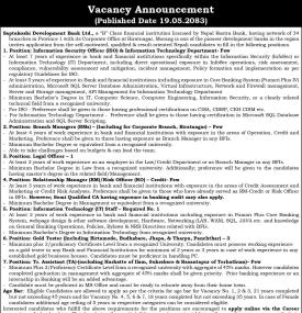 Career Opportunity at Saptakoshi Development Bank -