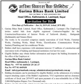 Invitation For  Bids