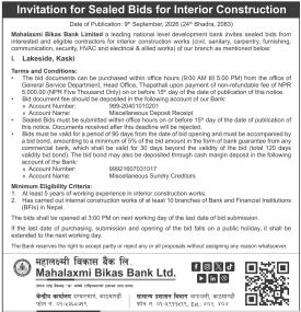 Invitation for Sealed Bids for Interior Construction