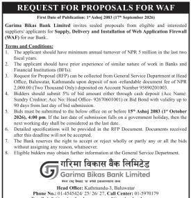 REQUEST FOR PROPOSALS FOR WAF