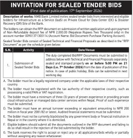 INVITATION FOR SEALED TENDER BIDS