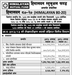 HIMALAYAN 80-20 को आर्थिक वर्ष २०८२/८३ को लेखापरीक्षण भएको वित्तीय विवरण सार्वजनिक