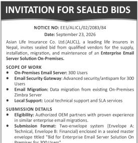 Invitation for Sealed Bids of Asian Life Insurance