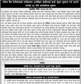Nabil Bank Issues 35-Day Public Notice to Loan Defaulters