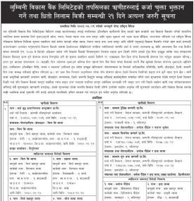 Lumbini Bikas Bank Issues 21-Day Notice for Loan Repayment and Collateral Auction