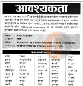 Insuranceमा कर्मचारी आवश्यकता:न्यूनतम योग्यता+2