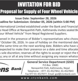 Invitation for Bid Proposal for Supply of Four Wheel Vehicle