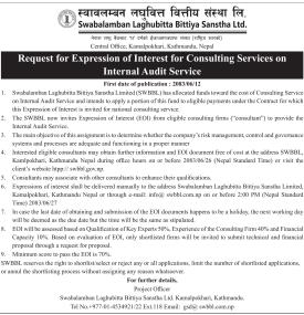 Request for Expression of Interest for Consulting Services on Internal Audit Service