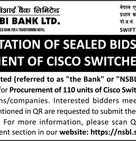 INVITATION OF SEALED BIDS FOR PROCUREMENT OF CISCO SWITCHES FOR NSBL