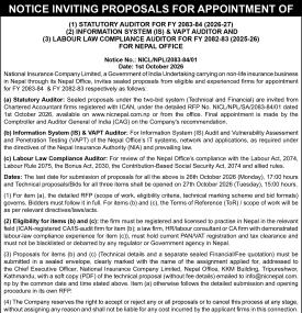Proposals Invited for Three Audit Assignments for Nepal Office