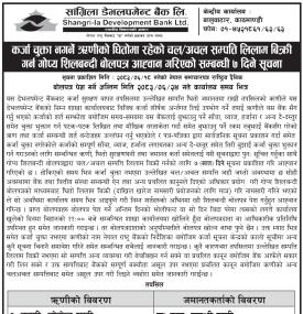 Bank Calls for Sealed Bids to Auction Collateral of Loan-Defaulting Borrowers