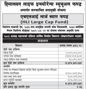 Audited financial highlights of HLI Large Cap Fund of the fiscal year 2082/83