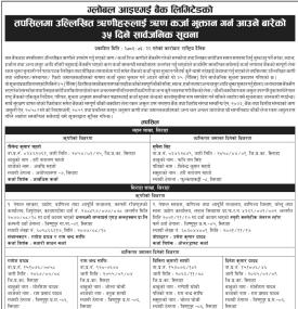 Global IME Bank Issues 35-Day Public Notice to Loan Defaulters
