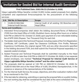 Invitation for Sealed Bid for Internal Audit Services