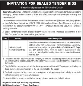 Invitation for Sealed Tender Bids