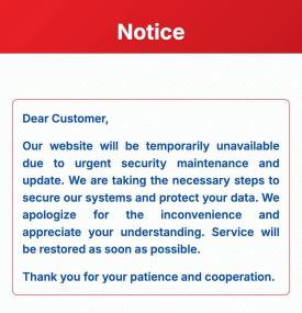 NIMB Bank Website Temporarily Unavailable Due to Urgent Security Maintenance