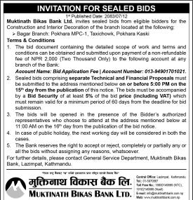Invitation for Sealed Bids