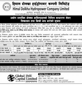 IPO विक्रि बन्दबारे सूचना