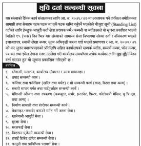 सूचि दर्ता सम्बन्धी सूचना