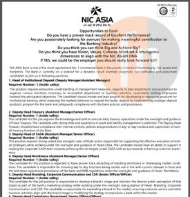 NIC Asia Bank मा नयाँ रोजगारीका अवसर