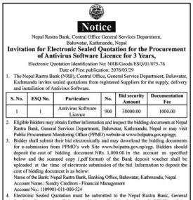 Invitation for  Electronic Sealed Quotation