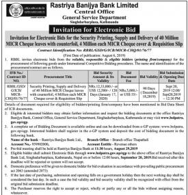 Invitation for Electronic Bid- RBB