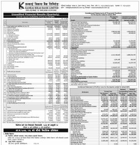 Unaudited  Financial Results (Quarterly)