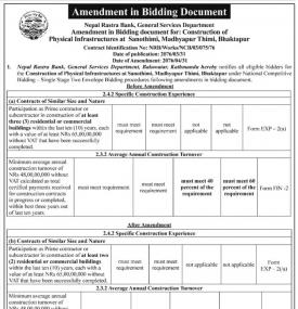 Amendment in Bidding Document