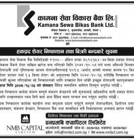 हकप्रद शेयर निश्कासन तथा विक्रि बन्द बारे सूचना